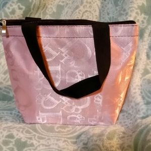 Dior pink satin cosmetics bag